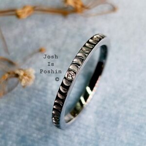Genuine Diamond half moon ring in sterling silver